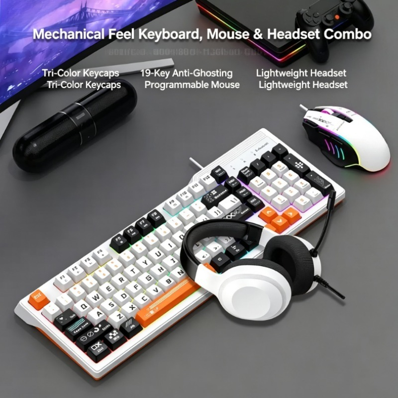Gaming Keyboard And Mouse Combo - K8pro Set Gaming 3 in 1: